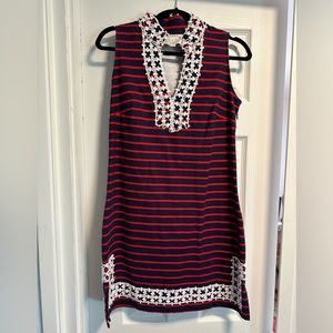 Sail to Sable red & blue tunic dress size M